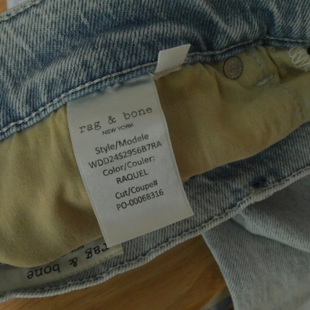 Rag & Bone Harlow Mid Rise Straight Jeans Size 32 Light Wash Raw Hem Raquel - Picture 11 of 12